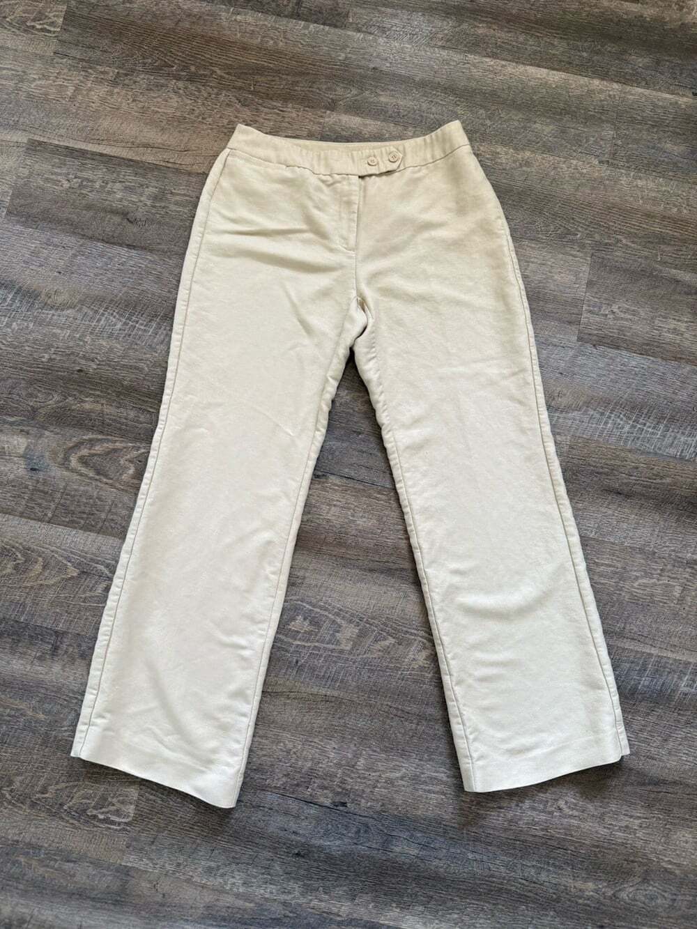 VTG Liz Claiborne Linen Blend Flat Front Khaki Trousers Dress Pants Size 10